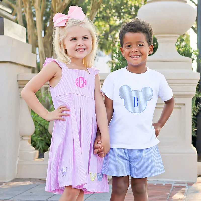 Light Blue Gingham Mouse Ears Short Set | Classic Whimsy