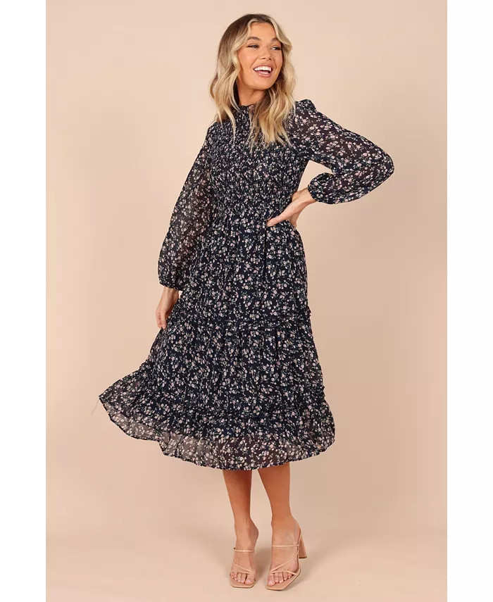 Petal and Pup Womens Edwina Shirred Frill Long Sleeve Midi Dress - Macy's | Macys (US)