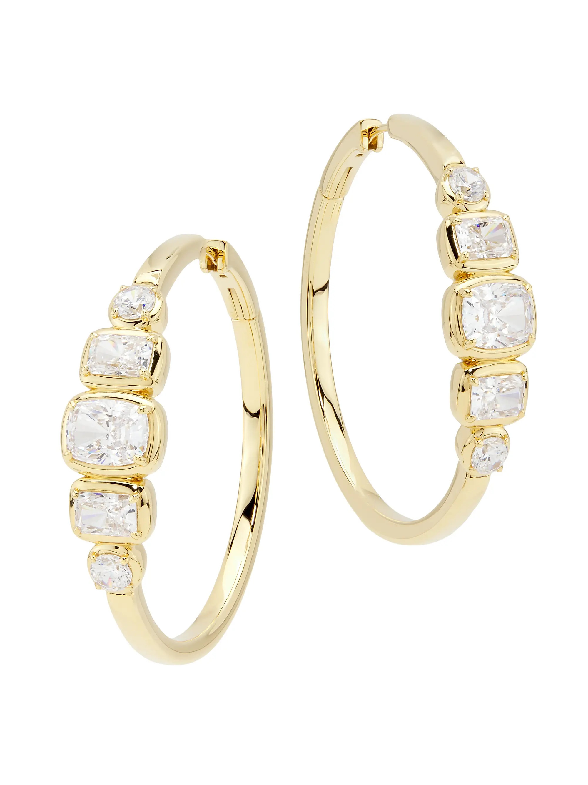 Cabrete 18K-Gold-Plated & Cubic Zirconia Medium Hoop Earrings | Saks Fifth Avenue