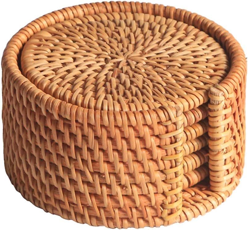 Rattan Coasters, Handmade Teacup Coasters, Creative Gift for Kitchen Table Drinks Crafts Round Na... | Amazon (US)
