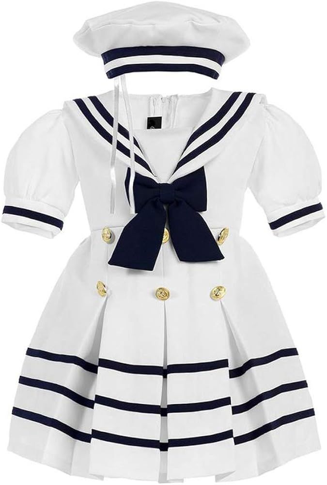 iGirlDress Baby Toddler Girls Nautical Sailor Dress with Hat Infant-4T | Amazon (US)