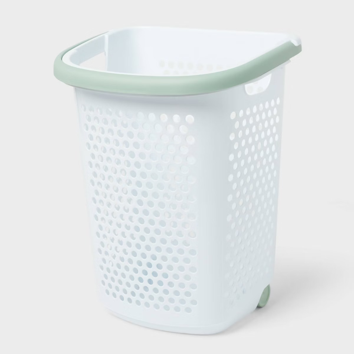 Rolling Hamper White with Daydream Green Handles - Brightroom™ | Target