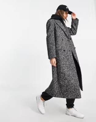 Mango tailored long coat in black and white speck | ASOS (Global)