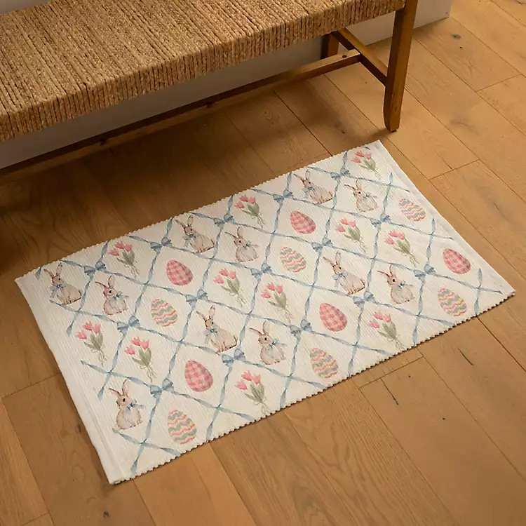 New! Bunnies & Bows Reversible Scatter Rug | Kirklands