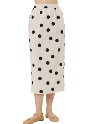 Aureum Polka Dot Midi Skirt White & Black | eBay US