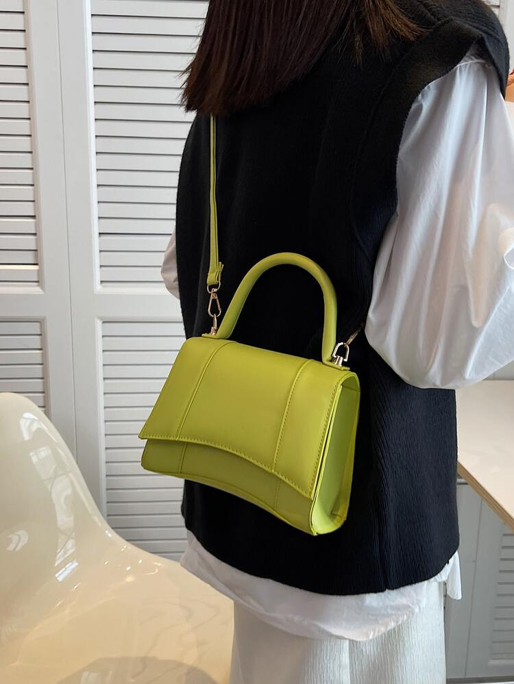 Mini Neon Lime Flap Square Bag | SHEIN