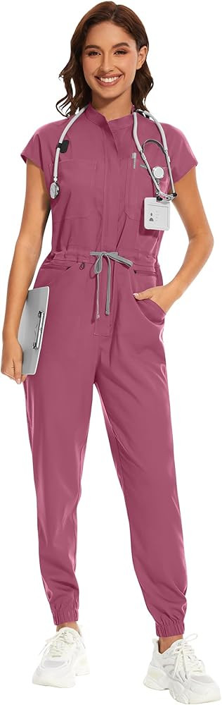 niaahinn Women's Comfortable Medical Scrub Set - Soft Stretch Jumpsuit & Jogger | Amazon (US)