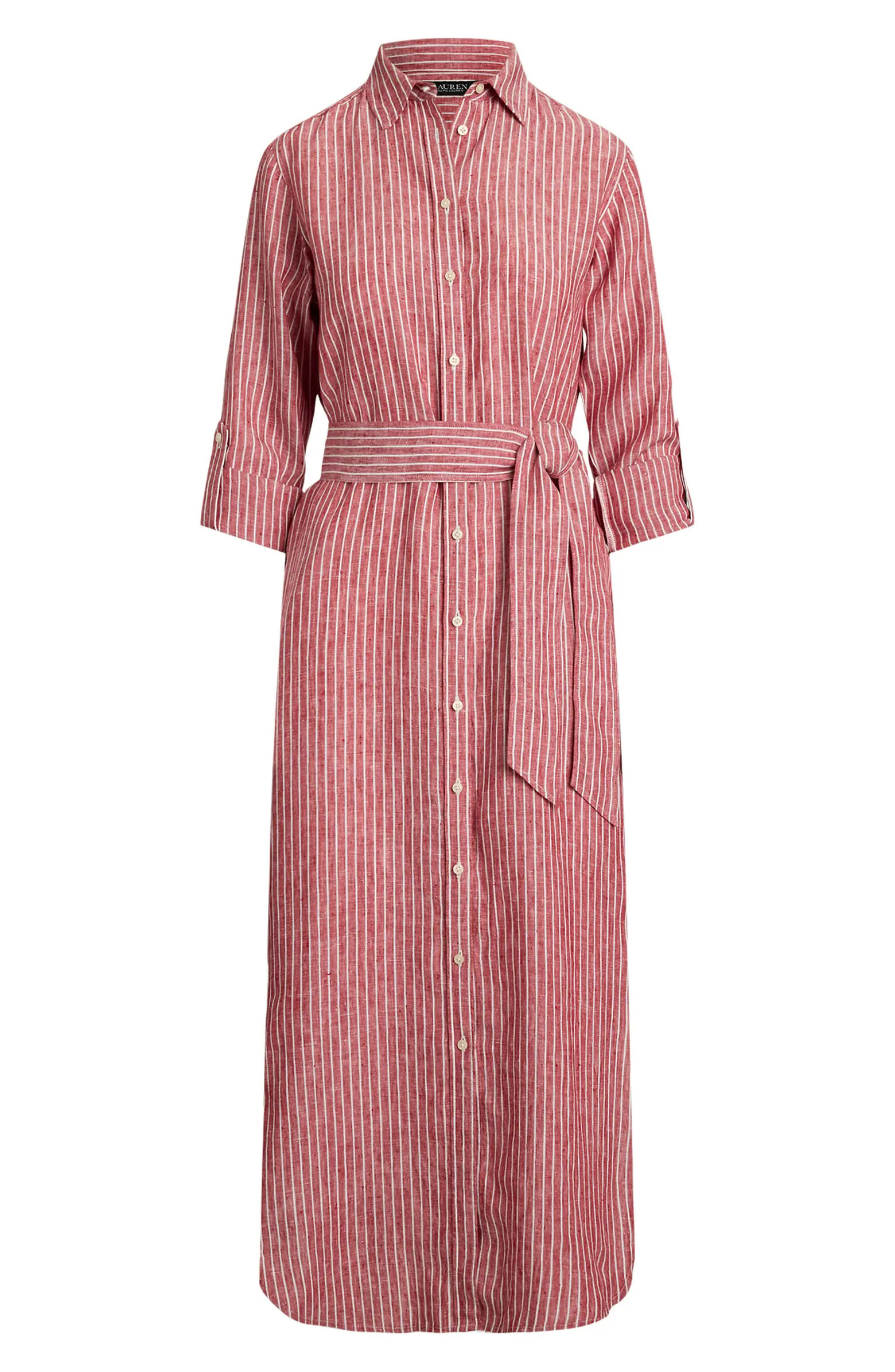 Stripe Long Sleeve Linen Shirtdress | Nordstrom