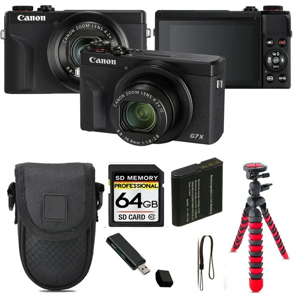 Canon PowerShot G7 X Mark III Digital Camera (Black) + Tripod + Case - 64GB Kit | Walmart (US)