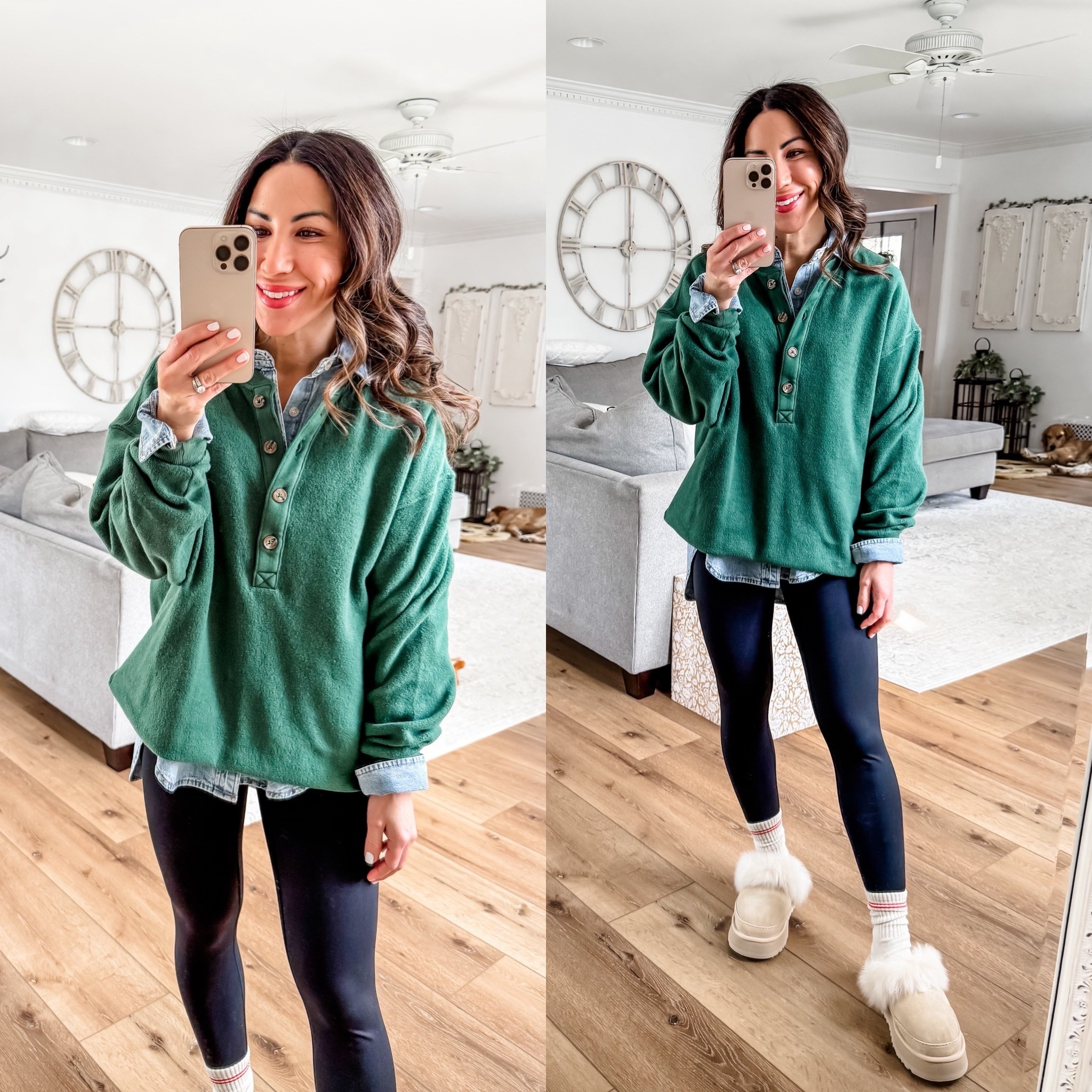 Sherpa Henley small. Denim shirt XS (code reset20). Uggs size up.

#LTKFindsUnder100 #LTKSaleAlert #LTKFindsUnder50