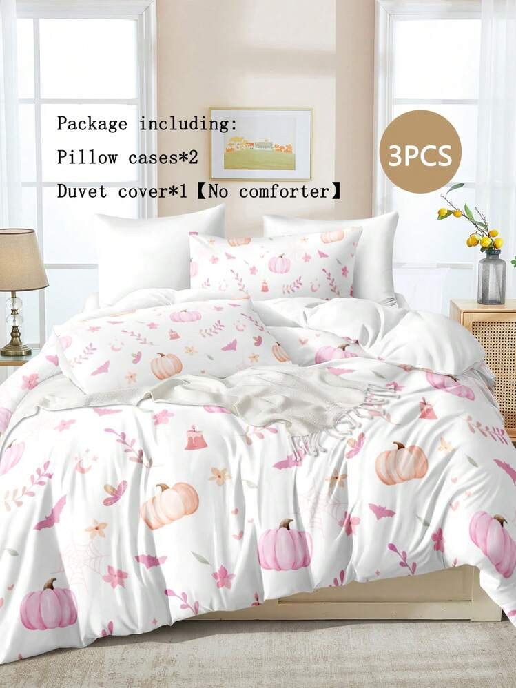 3-delige veelkleurige polyester Halloween-pompoen- en spookprintset | SHEIN