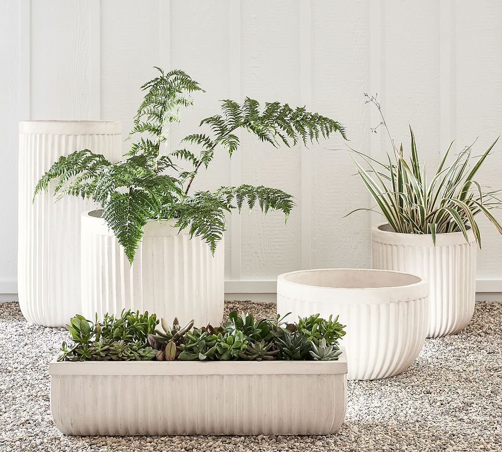 Concrete Fluted Outdoor Planters | Pottery Barn (US)