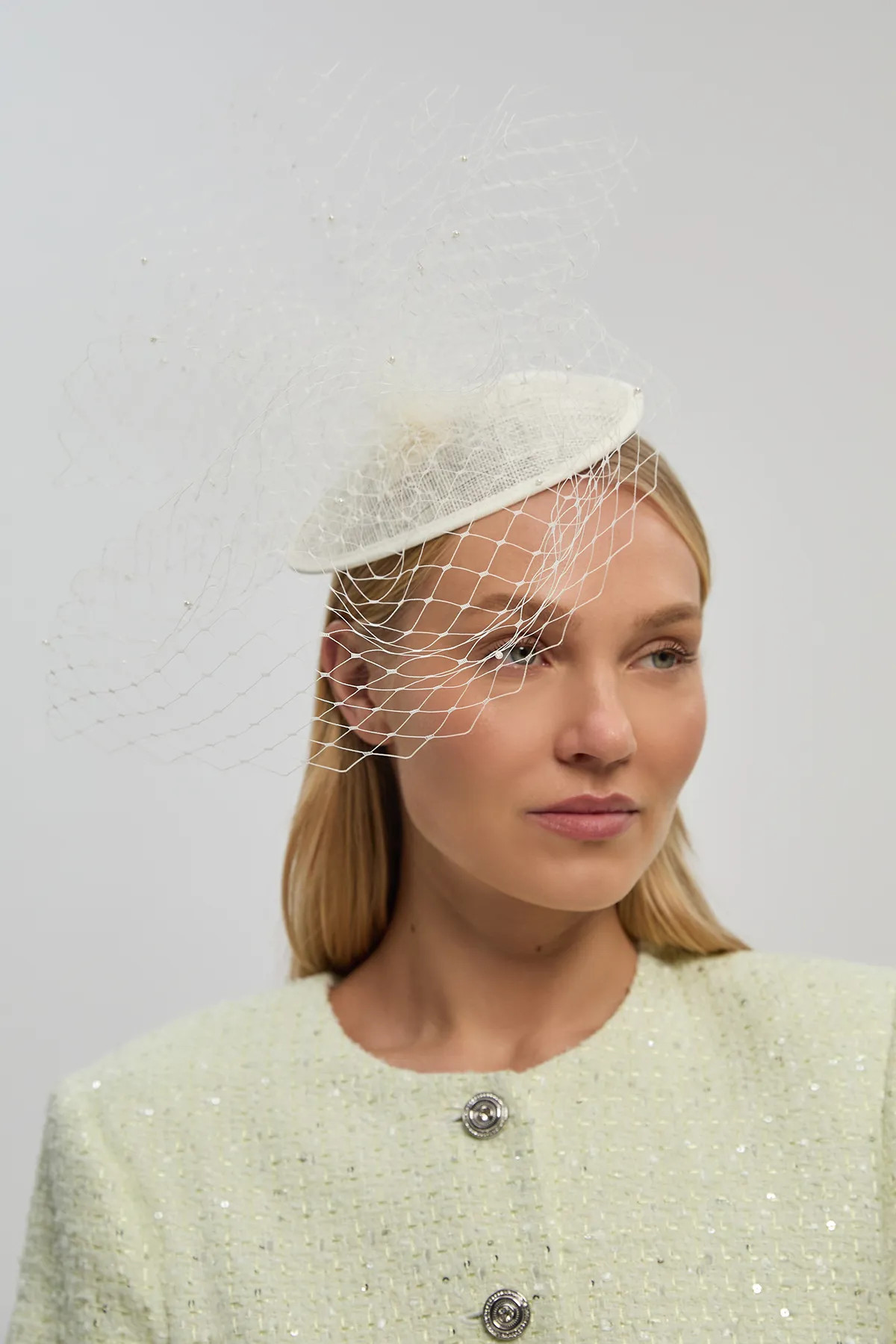 Ivory Net Headband Fascinator | Karen Millen USA | Karen Millen US