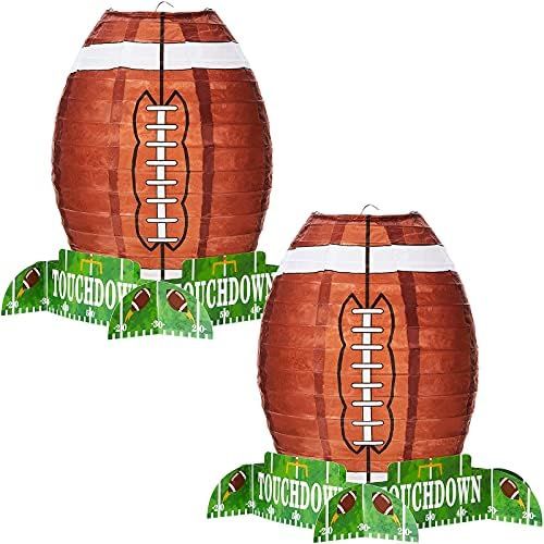 Football Paper Lantern Table Centerpiece Decoration Set Soccerball Game Lantern with Stand Pieces fo | Amazon (US)