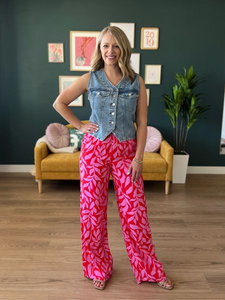 These Target wide leg pants are so fun!! Paired them with the denim vest, but there are a ton of fun options.  In a small in both. 

#LTKFindsUnder50 #LTKSeasonal #LTKWorkwear