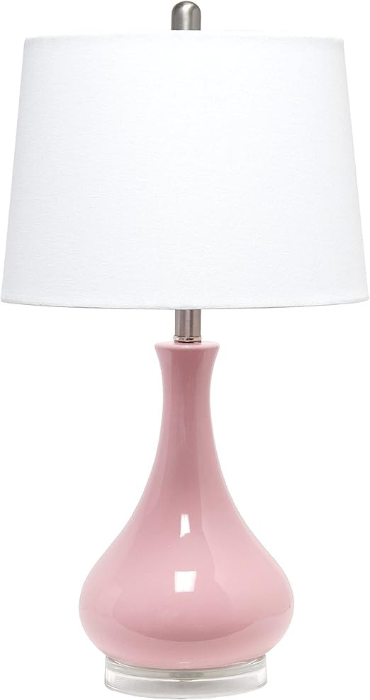 Elegant Designs LT3312-RPK Ceramic Genie Tear Drop Shaped Glossy Table Lamp, Rose Pink | Amazon (US)