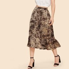 Flounce Hem Leopard Skirt | SHEIN