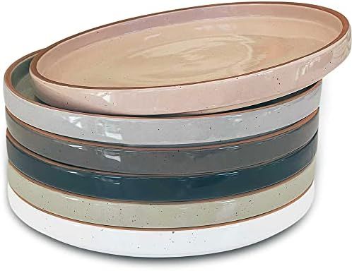 Mora Ceramic Flat Plates Set of 6 - 8 in - The Dessert, Salad, Appetizer, Small Lunch, etc Plate.... | Amazon (US)