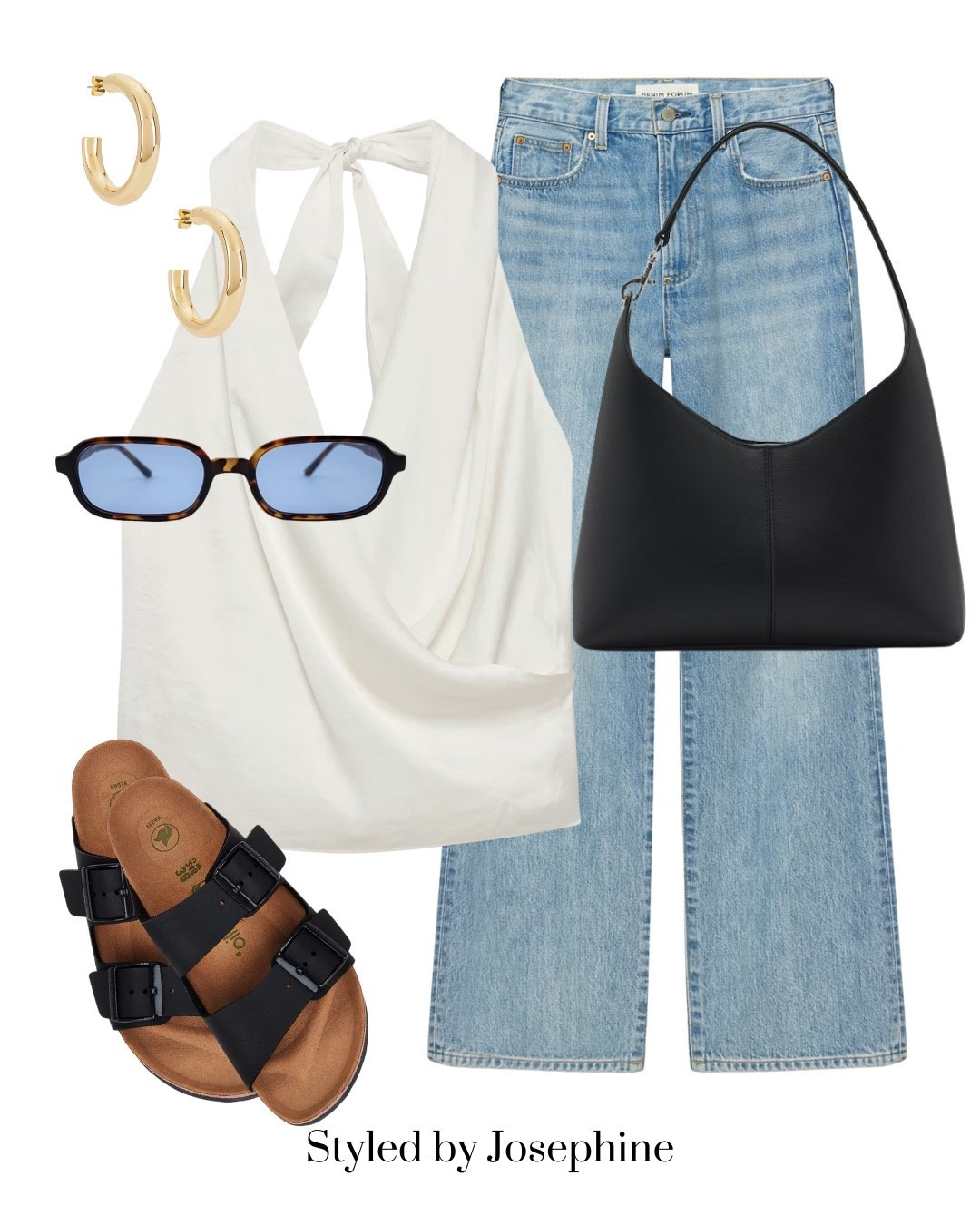 Classic and casual with a cool twist.
This is my everyday, comfy-girl look that still feels pulled together. Swipe on sunglasses and go 🕶️

Halter Top Straight-leg denim Black leather shoulder bag Tinted sunnies Chunky gold hoops Black Birkenstocks

EverydayOutfit CasualCool DenimLook LTKStyle BirkenstockSeason MinimalStyle ChicCasual

#LTKFindsUnder100 #LTKFindsUnder50 #LTKStyleTip