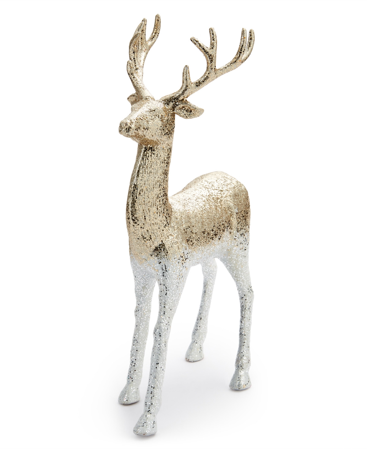Holiday Lane Shine Bright Plastic Gold-Tone Glitter Standing Deer Decoration, Created for Macy's | Macy's