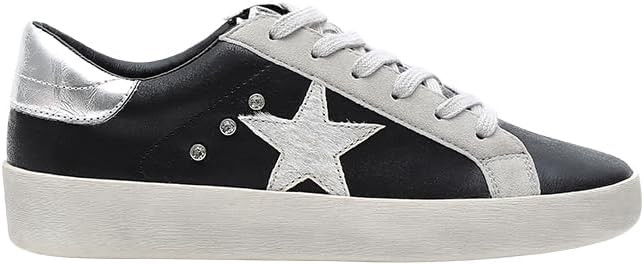 Mi.iM Brady Rubber Sole Lace-up Rhinestone Glitter Leather Suede Star Sneakers | Amazon (US)