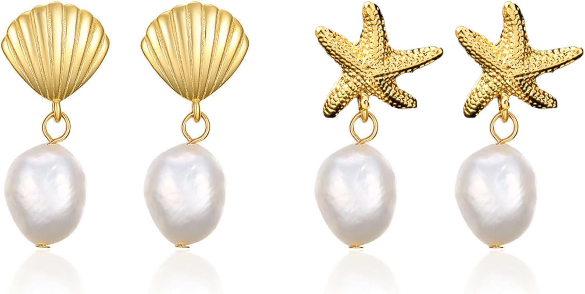 Starfish Earrings Gold Shell Dangle Earrings Women Beach Fashion Summer Beach Vacation Essentials... | Amazon (US)