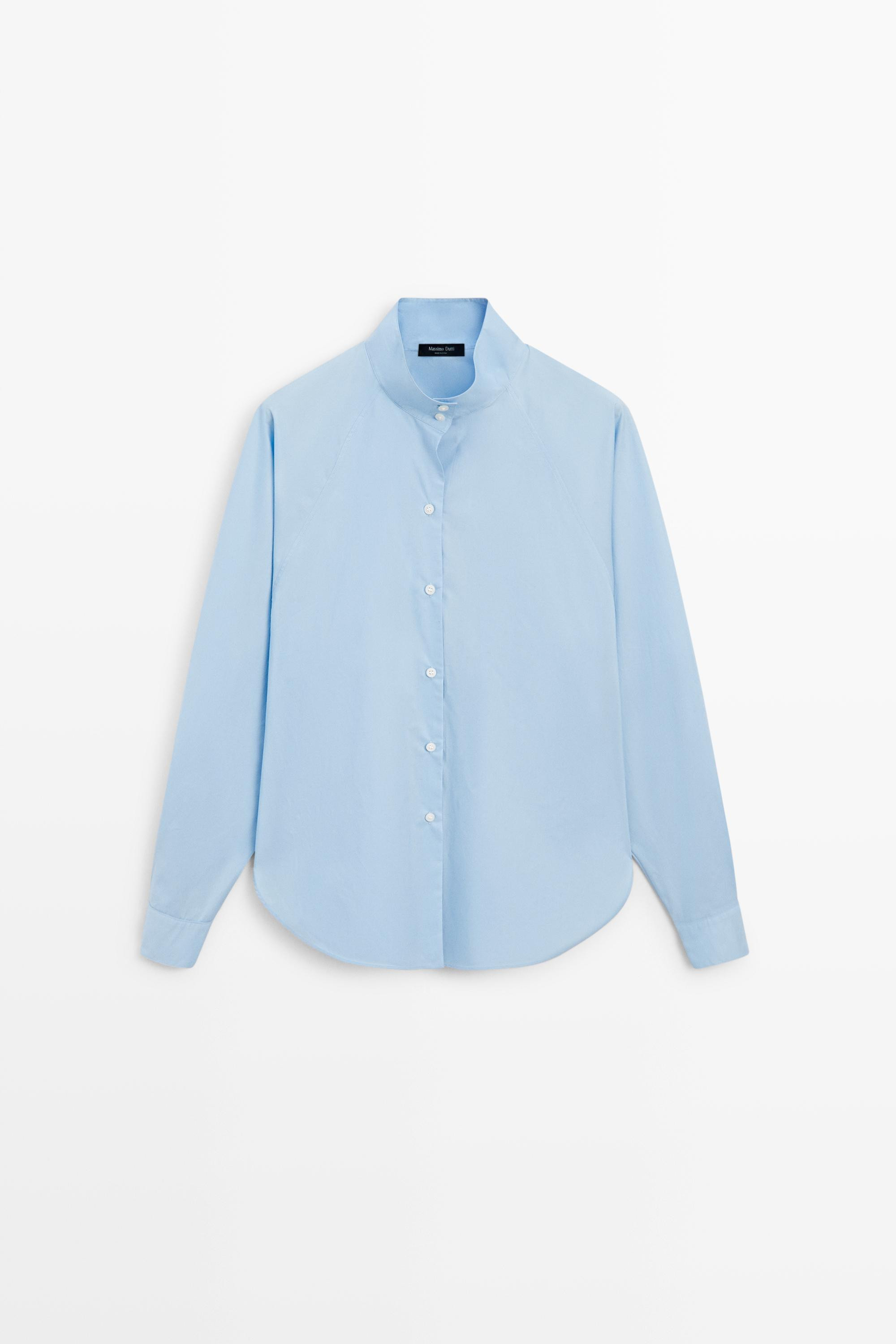 Poplin shirt with collar detail - SKY BLUE | Massimo Dutti US