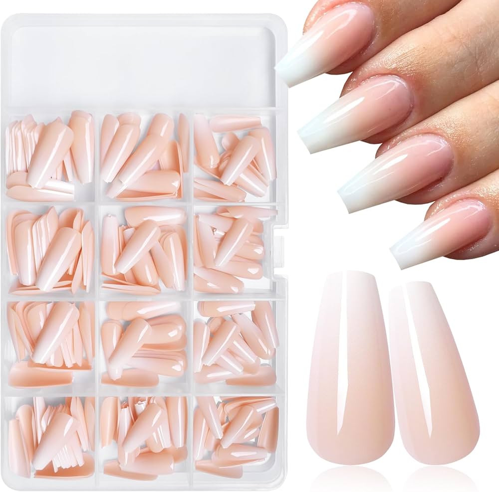 240pc Ombre Coffin Press on Nail Medium Fake Nails Press ons Glue on Nails with Glue & Adhesive T... | Amazon (US)