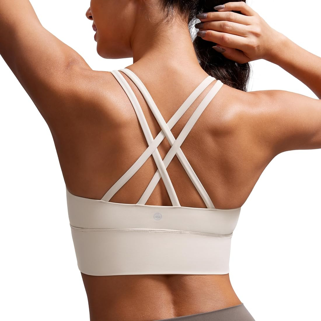 CRZ YOGA Womens Strappy Longline Sports Bra - Medium Impact Criss Cross Yoga Padded Workout Crop ... | Amazon (US)