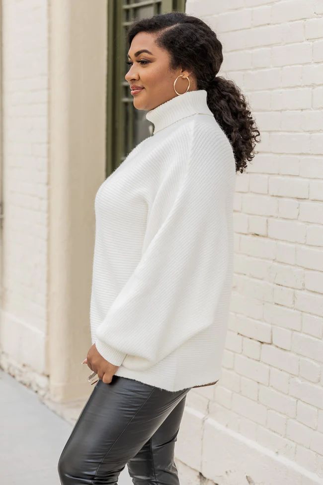 Have You Here Ivory Ribbed Turtleneck Sweater | Pink Lily