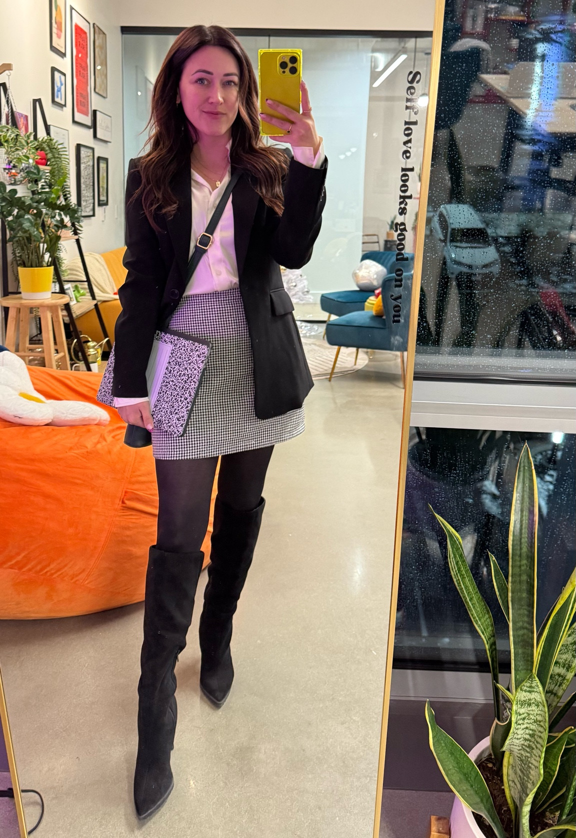 Work wear - high waisted skirt, beige blouse, black long blazer, black tights and black knee high boots. 


#LTKStyleTip #LTKFindsUnder100 #LTKSaleAlert