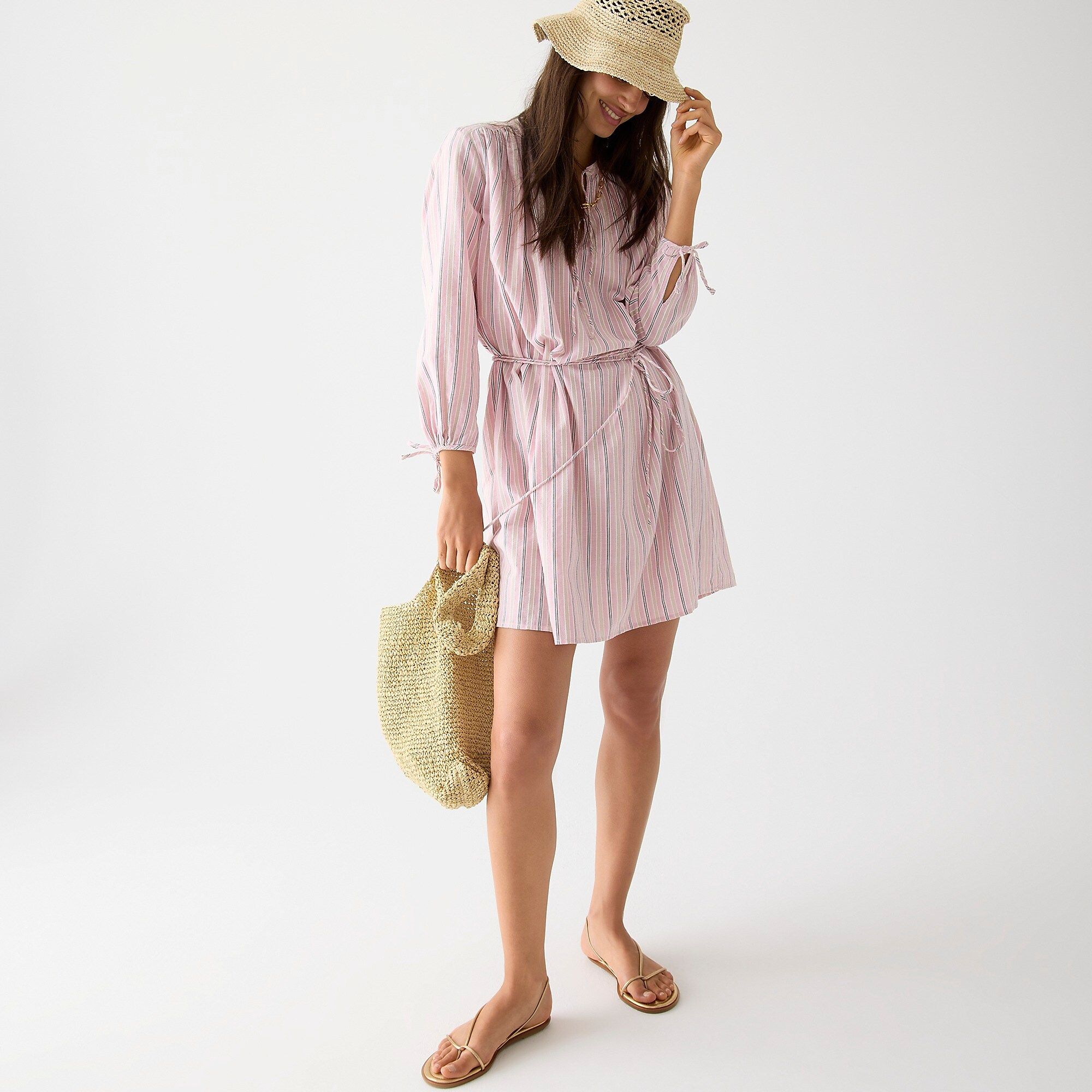 Cotton poplin tunic mini dress in stripe | J.Crew US