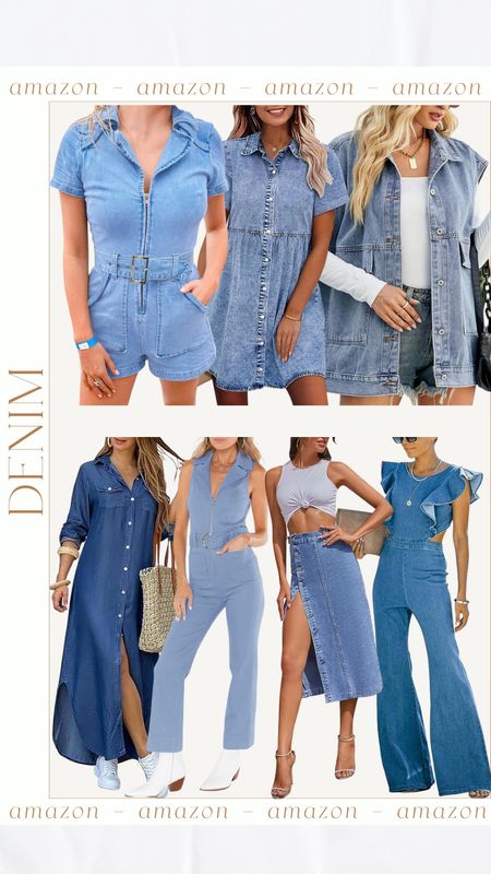 Denim looks for the fall from Amazon 
Trending | romper | jumpsuit | dress

#LTKSeasonal #LTKstyletip #LTKfindsunder100