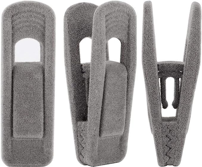 Corodo Velvet Hangers Clips 20 Pack, Grey Pants Hangers Velvet Clips, Strong Finger Clips Perfect... | Amazon (US)