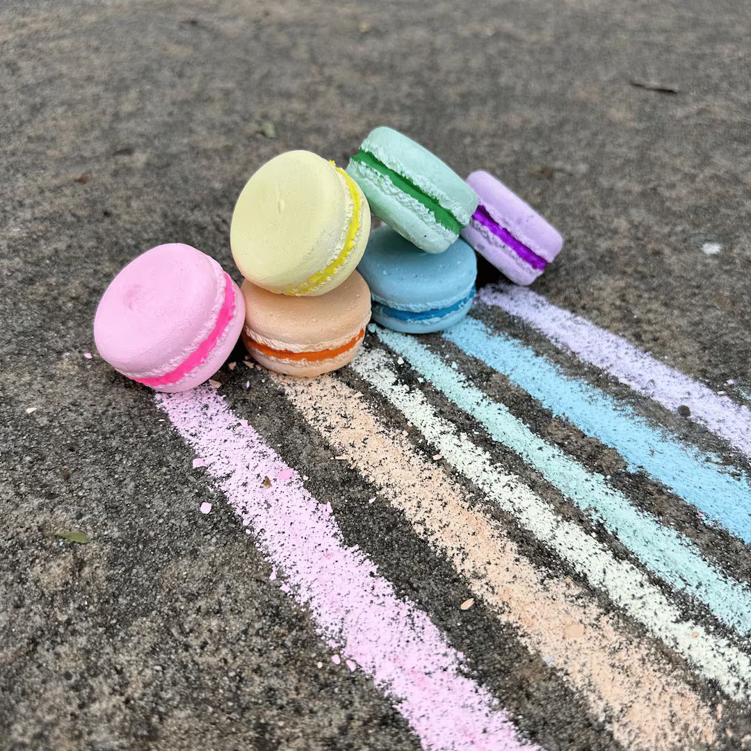 TWEE Petite Macaron Handmade Sidewalk Chalk Six Piece Set Rainbow Chalk - Etsy | Etsy (US)