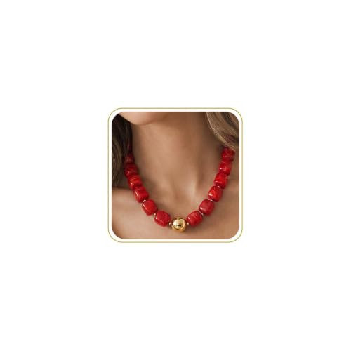 AGHTLZX Red Beaded Necklace for Women | Amazon (US)