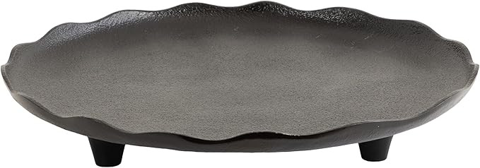 Kate and Laurel Alessia Modern Decorative Scalloped Round Footed Metal Tray, 16 Inch Diameter, Bl... | Amazon (US)