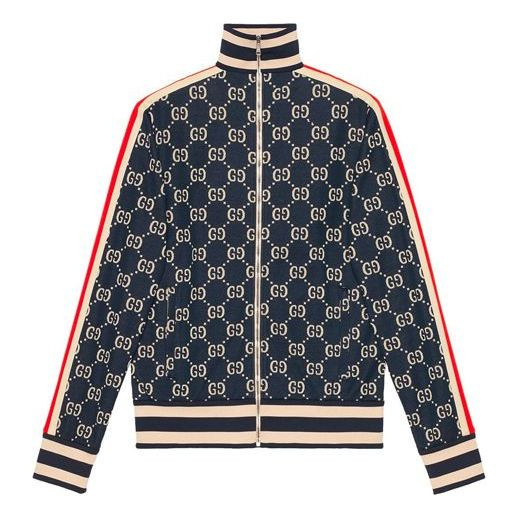 Gucci Classic GG Cotton Jacquard Zipper Jacket 'Blue' 496919-X9V05-4245 | KICKS CREW