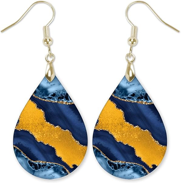 Dangle Earrings for Women Colorful Dangling Drop Statement Jewelry Printed MDF Wood Teardrop Doub... | Amazon (US)