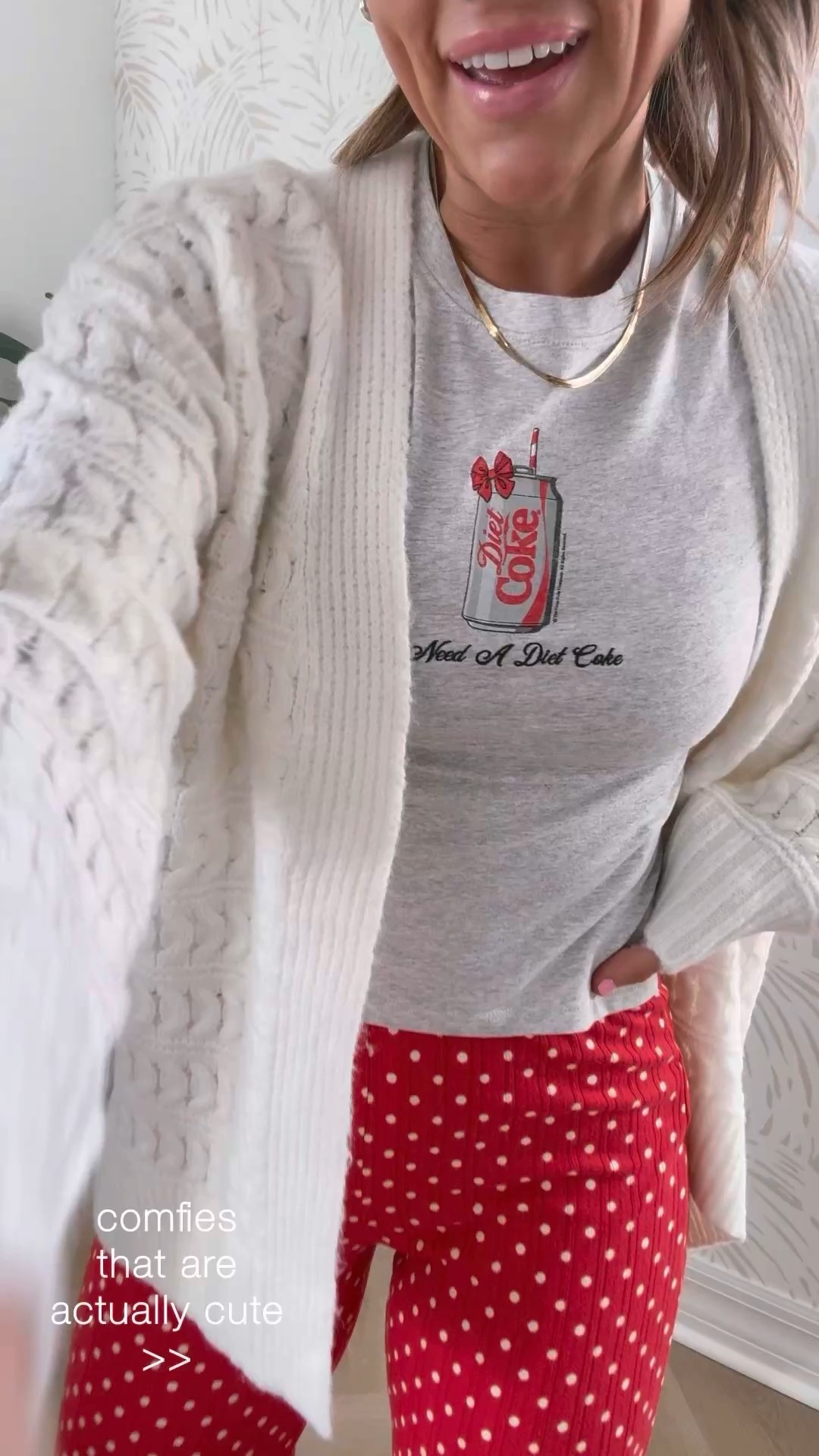 Comfies that are actually SO CUTE ❤️ and on sale!! Use code “CYBERAF” for a stackable discount on already slashed prices for cyber week 🎉 I’m wearing an XS in the pants (softest everrr & selling out fast!) size M in the tee (size up! runs tiny.). This Diet Coke tee would make such a cute gift idea! So would the cardigan— it’s incredible quality, sooo cozy & super affordable from Target. 🥰 I’m wearing an XS. 

#LTKHoliday #LTKGiftGuide #LTKCyberWeek