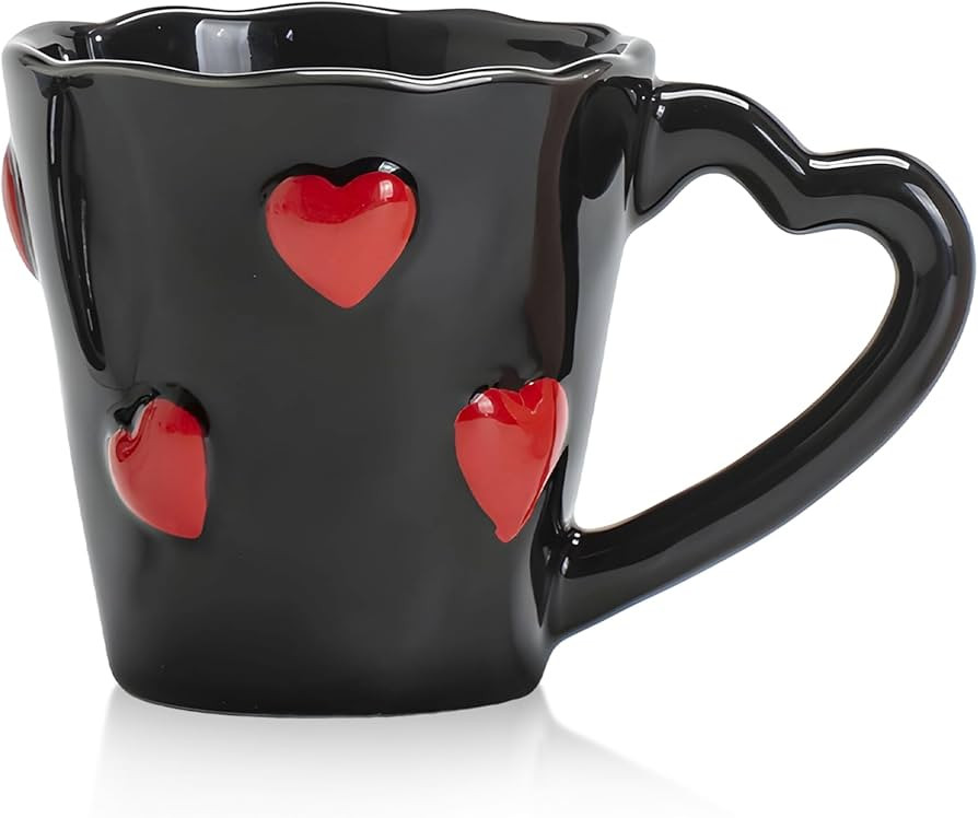 Ceramic Coffee Mug - 8.5 Oz Elegant 3D Heart Embossed Tea Cups for Latte, Hot Tea, Cappuccino, Mi... | Amazon (US)