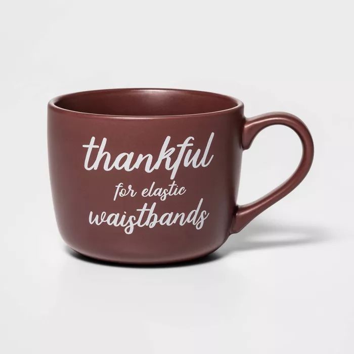 14oz Porcelain Thankful For Elastic Cheyenne Mug Red - Threshold™ | Target