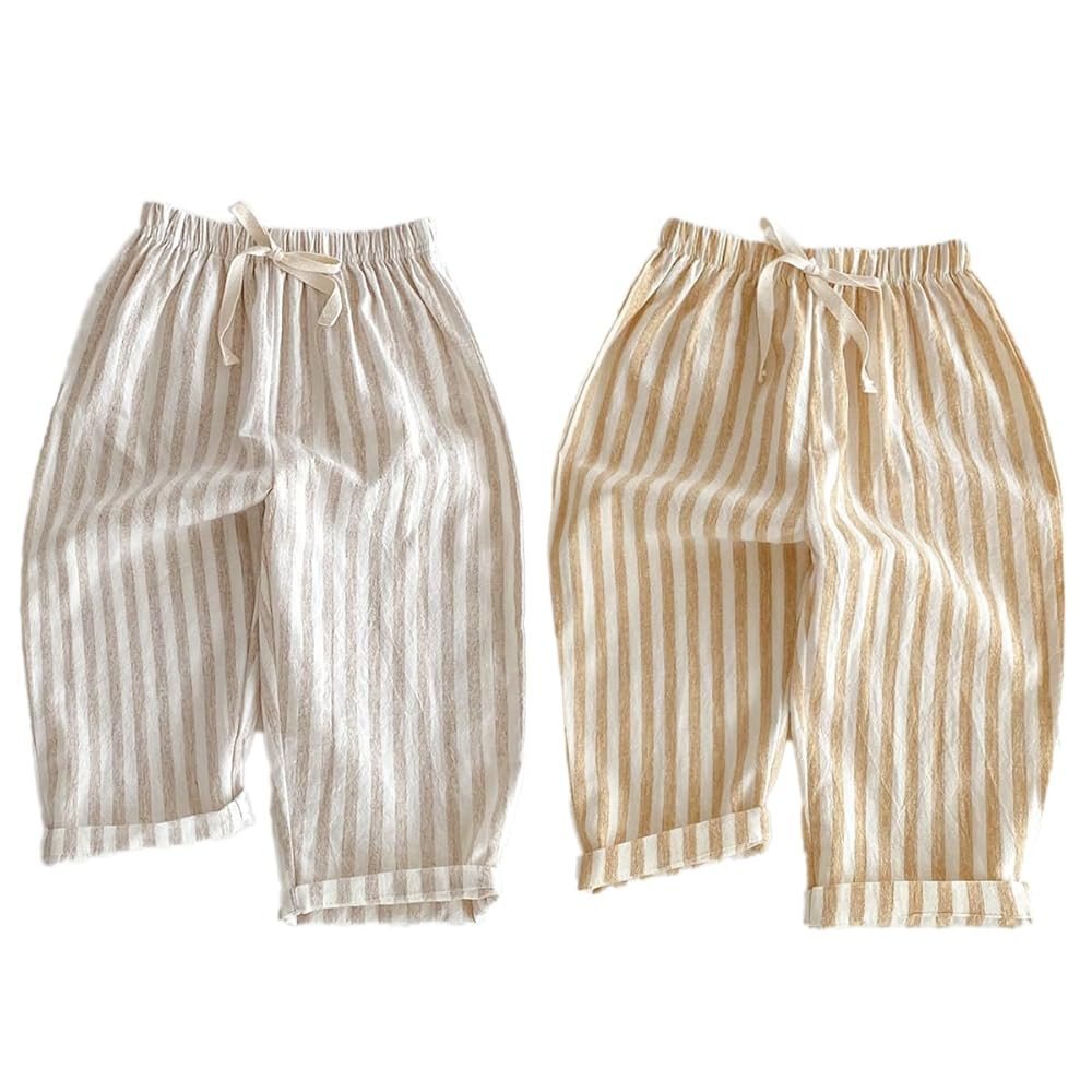 Ashmyova Classic Casual Pants for Boys Thin Cotton Stripe Elastics Waist Spring Summer Trousers T... | Amazon (US)