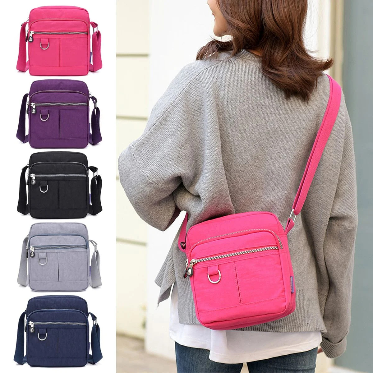 Gustave Women Nylon Purse Waterproof Crossbody Shoulder Bag Casual Messenger Bag Handbag Multi Zi... | Walmart (US)