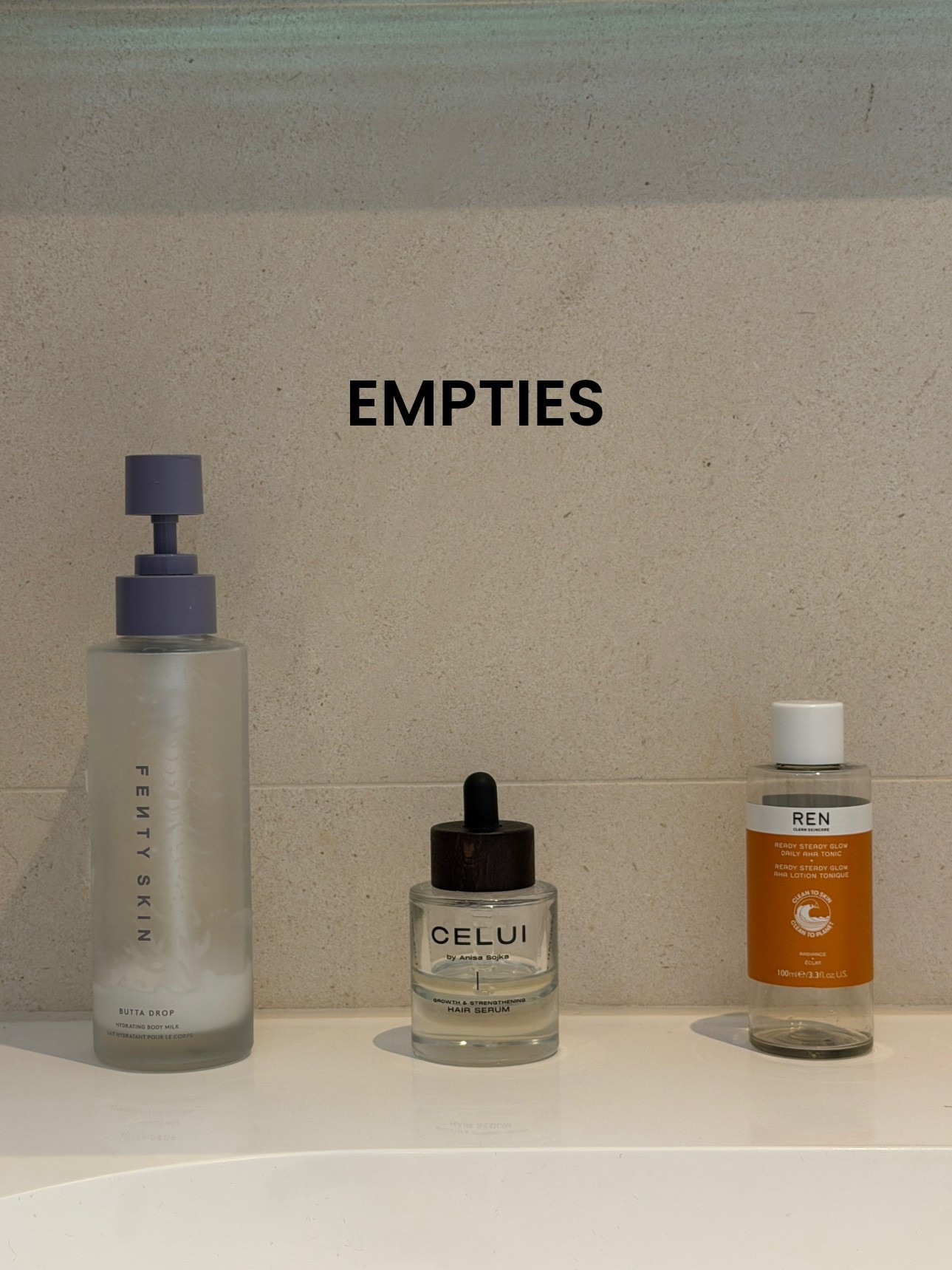 This month’s empty products: 
Scalp serum I have used daily for 2 years, I’ve noticed so much new growth, hair feels thicker and less shedding. It’s water-based so doesn’t make my scalp greasy. 

Lightweight body lotion, have been using everyday since I got it. A friend of mine said my arm was so soft it felt like dolphins skin 🤣

Gentle exfoliation for the face. I use it nightly after cleansing. Keeps your pores clean, brightens, evens skin tone and gives me such glowy skin! 

#LTKBeauty