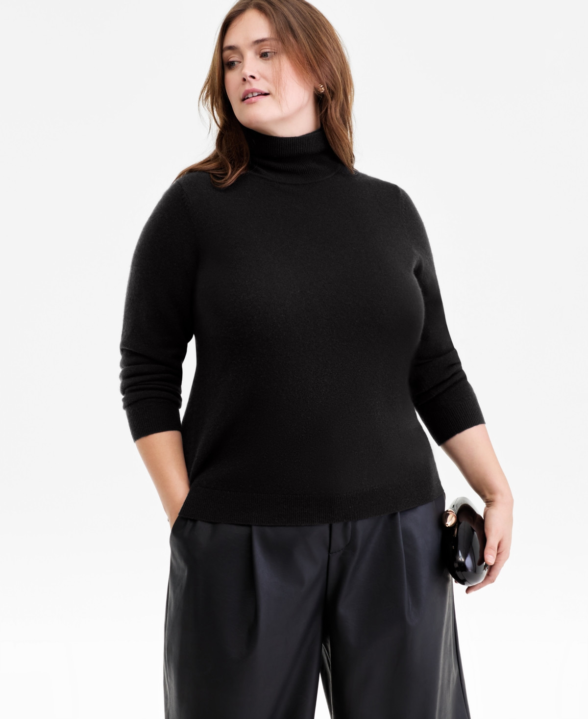 Charter Club Plus Size 100% Cashmere Turtleneck Sweater, Macy's Exclusive - Classic Black | Macy's