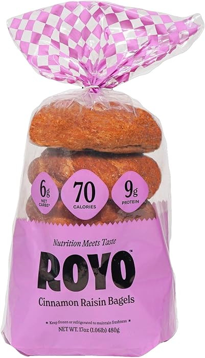 ROYO Classic Bagels, 70-80 Calories, 5-6G Net Carbs,10G Protein (Cinnamon Raisin) | Amazon (US)