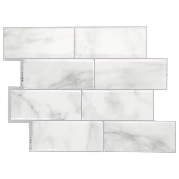 Smart Tiles 11.56'' X 8.38'' Self Adhesive 3D Peel and Stick Backsplash Tiles Off White | Target
