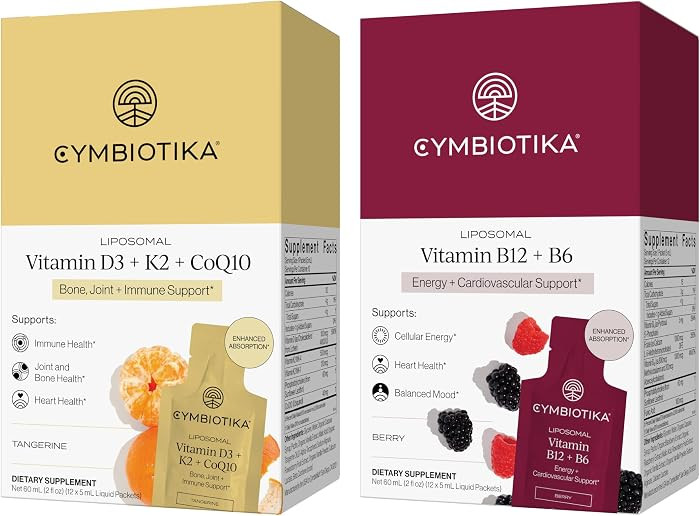 CYMBIOTIKA Liposomal B12 + B6 and D3 + K2 + CoQ10 Bundle | Amazon (US)