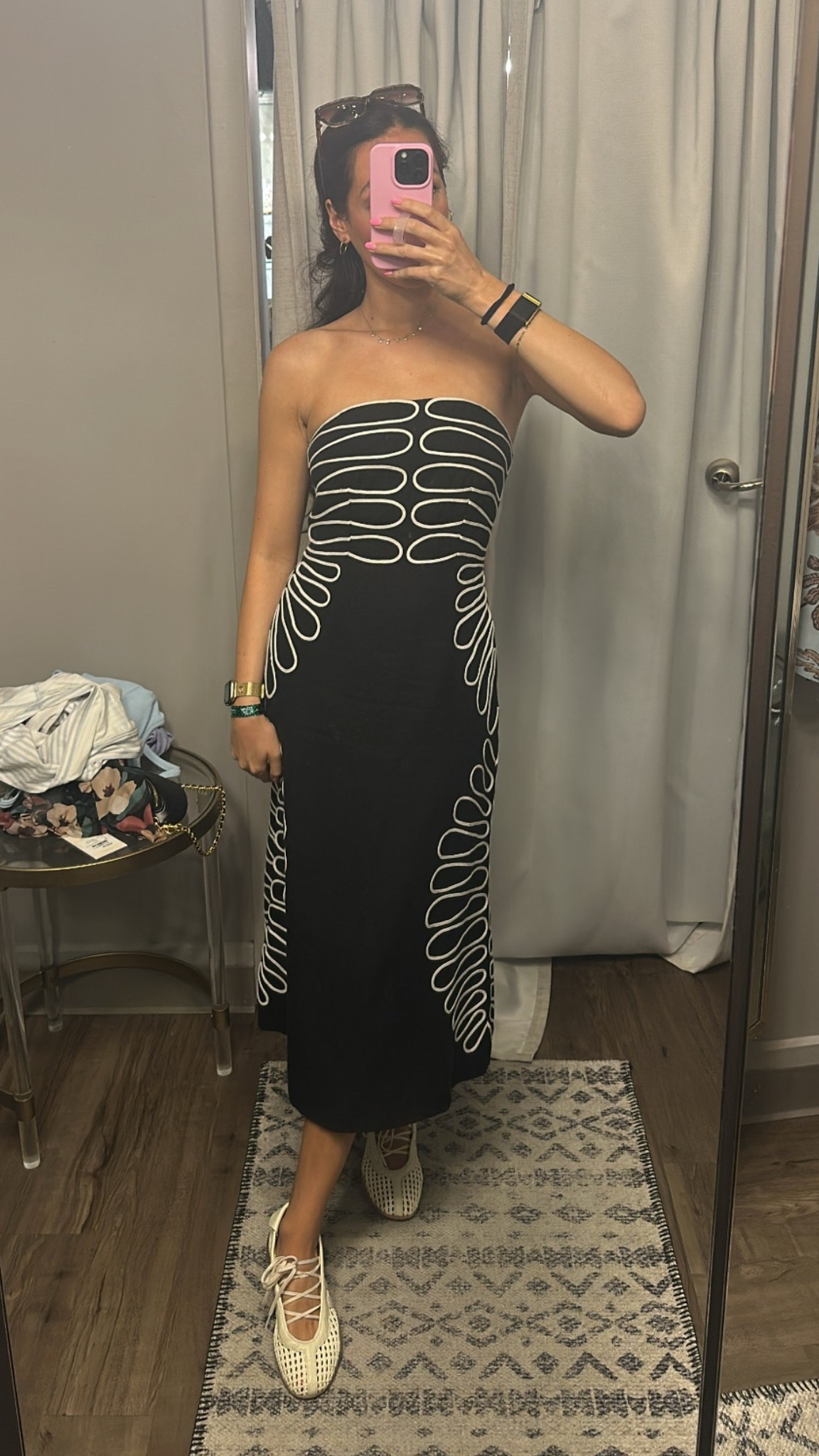 Wedding guest look
Porcia dress by Marie Oliver 

Black and White Embroidered Strapless Column Midi Dress

#LTKWedding